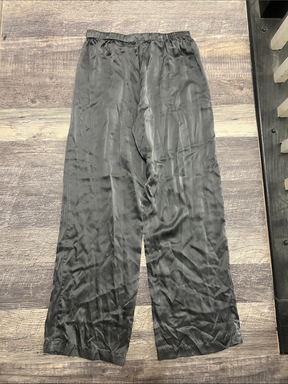 Quince Gray Wide-Leg Drawstring 100% Silk Pants - Picture 4 of 6